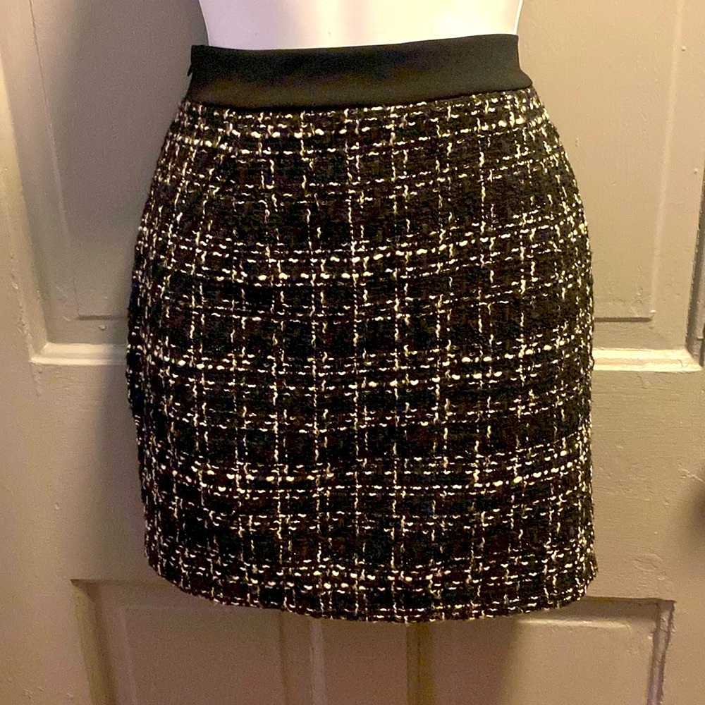 Black and White Tweed Mini Skirt